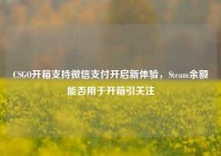 CSGO开箱支持微信支付开启新体验，Steam余额能否用于开箱引关注
