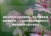 前后关联性较小且话题跳跃，为你从逻辑连贯角度提炼标题，LOL应对突进英雄策略解析及天津格林国际幼儿园学费情况