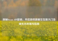 探秘Steam API密钥，开启游戏数据交互新大门及域名名称填写指南