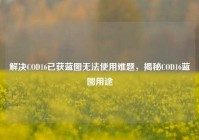 解决COD16已获蓝图无法使用难题，揭秘COD16蓝图用途