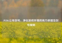 PUBG公布封号，净化游戏环境的有力举措及封号规则