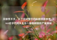 关联性不大，以下尝试整合的标题供你参考，CSGO名字代码大全及一亩桃树桃胶产量揭秘