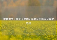 绝地求生（PUBG）突然无法游玩的原因及解决办法