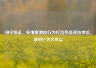 和平精英，多维度激励行为打造热血竞技体验，激励行为大盘点