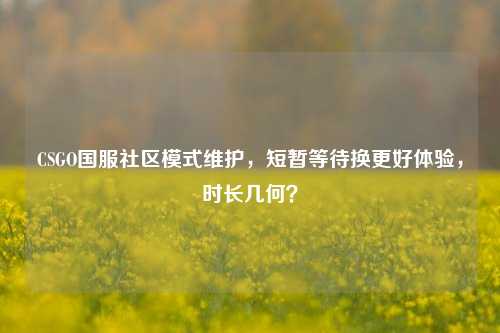 CSGO国服社区模式维护，短暂等待换更好体验，时长几何？
