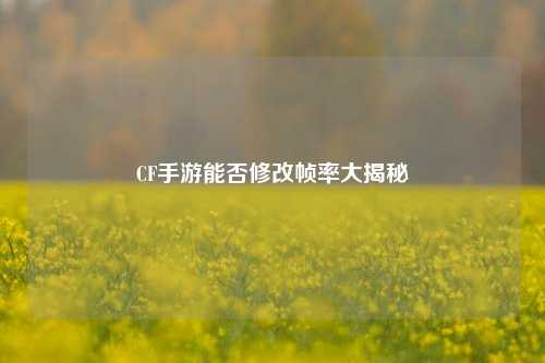 CF手游能否修改帧率大揭秘
