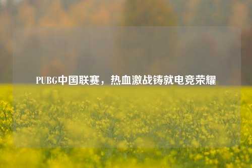 PUBG中国联赛,热血激战铸就电竞荣耀