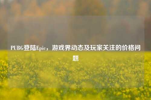 PUBG登陆Epic，游戏界动态及玩家关注的价格问题