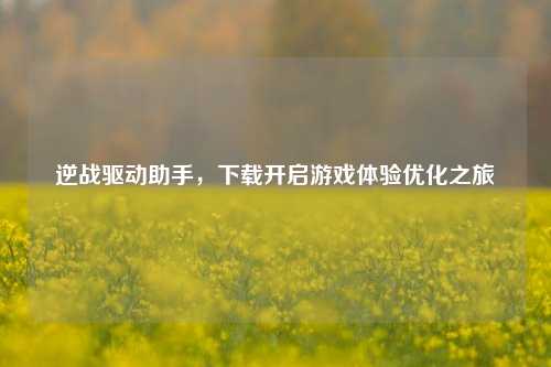 逆战驱动助手,下载开启游戏体验优化之旅