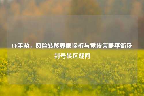 CF手游,风险转移界限探析与竞技策略平衡及封号转区疑问