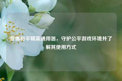 警惕和平精英通用器，守护公平游戏环境并了解其使用方式