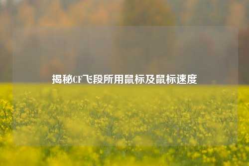 揭秘CF飞段所用鼠标及鼠标速度