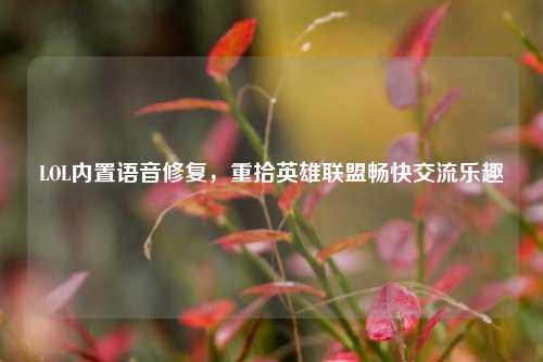 LOL内置语音修复，重拾英雄联盟畅快交流乐趣