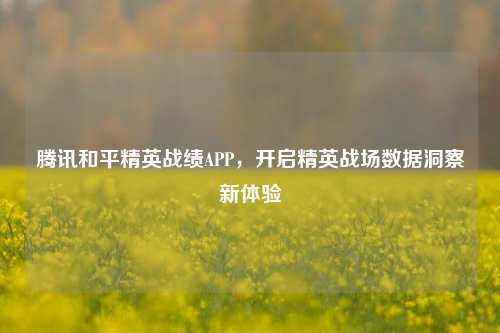 腾讯和平精英战绩APP，开启精英战场数据洞察新体验