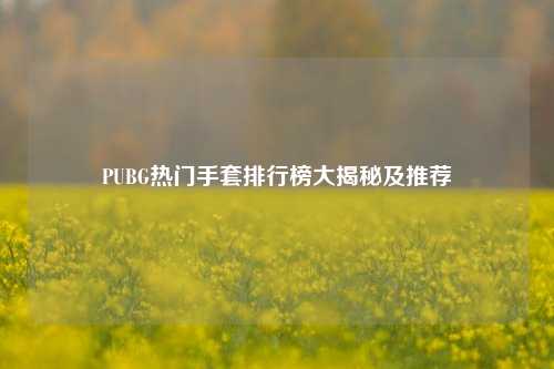 PUBG热门手套排行榜大揭秘及推荐