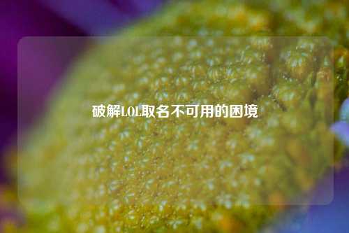 破解LOL取名不可用的困境