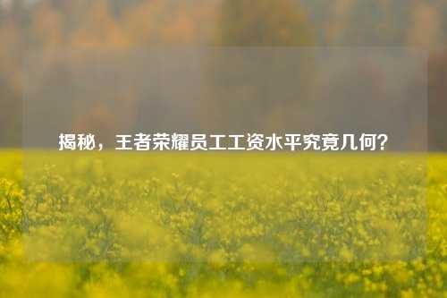揭秘,王者荣耀员工工资水平究竟几何?
