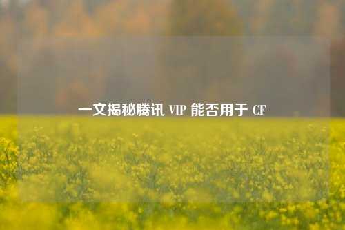 一文揭秘腾讯 VIP 能否用于 CF