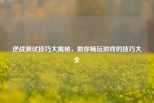 逆战测试技巧大揭秘，助你畅玩游戏的技巧大全