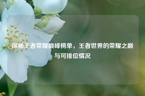 探秘王者荣耀巅峰榜单，王者世界的荣耀之巅与可排位情况
