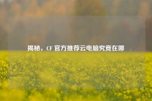 揭秘,CF 官方推荐云电脑究竟在哪