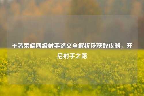 王者荣耀四级射手铭文全解析及获取攻略,开启射手之路
