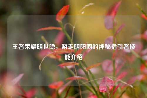 王者荣耀明世隐,游走阴阳间的神秘指引者技能介绍