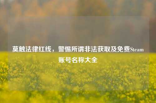 莫触法律红线，警惕所谓非法获取及免费Steam账号名称大全