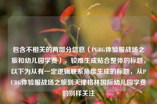 包含不相关的两部分信息(PUBG体验服战场之旅和幼儿园学费),较难生成贴合整体的标题,以下为从有一定逻辑联系角度生成的标题,从PUBG体验服战场之旅到天津格林国际幼儿园学费的别样关注