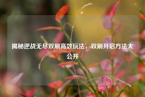 揭秘逆战无尽双刷高效玩法，双刷开启方法大公开