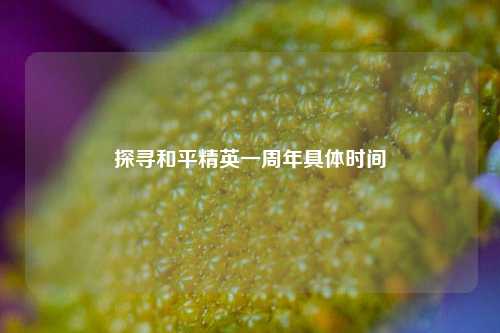 探寻和平精英一周年具体时间