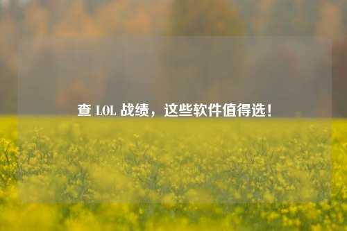 查 LOL 战绩，这些软件值得选！