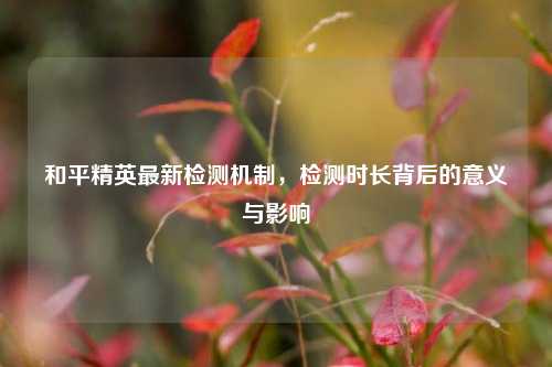 和平精英最新检测机制,检测时长背后的意义与影响