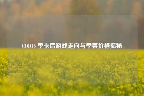 COD16 季卡后游戏走向与季票价格揭秘