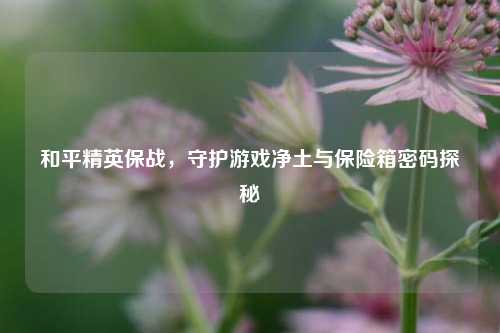 和平精英保战,守护游戏净土与保险箱密码探秘