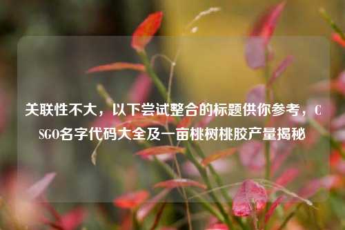 关联性不大，以下尝试整合的标题供你参考，CSGO名字代码大全及一亩桃树桃胶产量揭秘