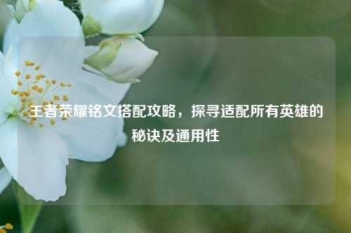 王者荣耀铭文搭配攻略，探寻适配所有英雄的秘诀及通用性