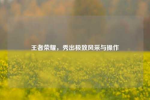 王者荣耀,秀出极致风采与操作