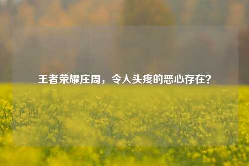 王者荣耀庄周，令人头疼的恶心存在？
