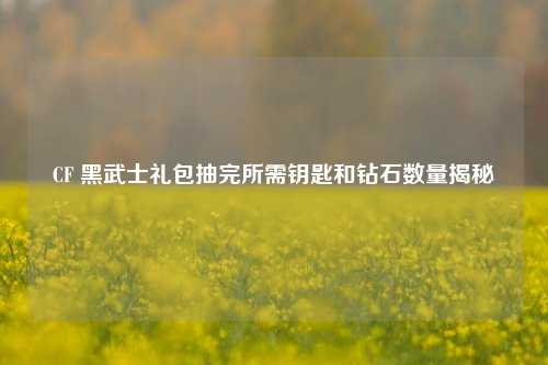 CF 黑武士礼包抽完所需钥匙和钻石数量揭秘