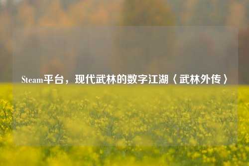 Steam平台,现代武林的数字江湖〈武林外传〉