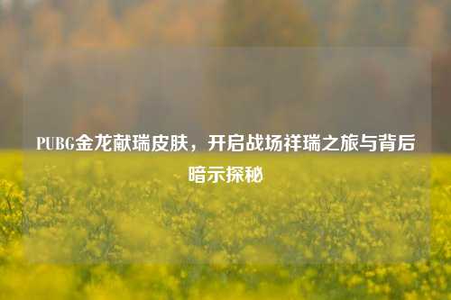 PUBG金龙献瑞皮肤,开启战场祥瑞之旅与背后暗示探秘