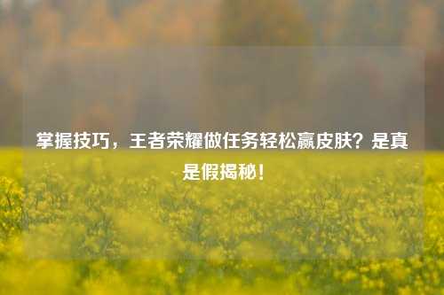 掌握技巧,王者荣耀做任务轻松赢皮肤?是真是假揭秘!