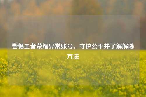 警惕王者荣耀异常账号，守护公平并了解解除方法