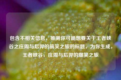 包含不相关信息,推测你可能想要关于王者峡谷之庄周与后羿的搞笑之旅的标题,为你生成,王者峡谷,庄周与后羿的爆笑之旅