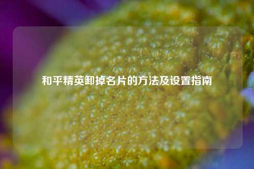 和平精英卸掉名片的方法及设置指南