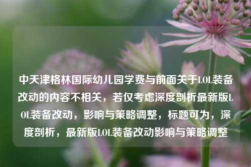 中天津格林国际幼儿园学费与前面关于LOL装备改动的内容不相关,若仅考虑深度剖析最新版LOL装备改动,影响与策略调整,标题可为,深度剖析,最新版LOL装备改动影响与策略调整