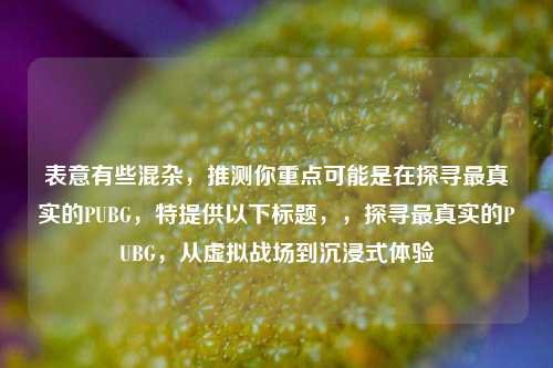 表意有些混杂,推测你重点可能是在探寻最真实的PUBG,特提供以下标题,,探寻最真实的PUBG,从虚拟战场到沉浸式体验