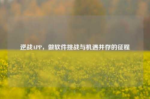 逆战APP，做软件挑战与机遇并存的征程