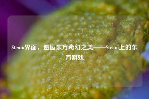 Steam界面，邂逅东方奇幻之美——Steam上的东方游戏